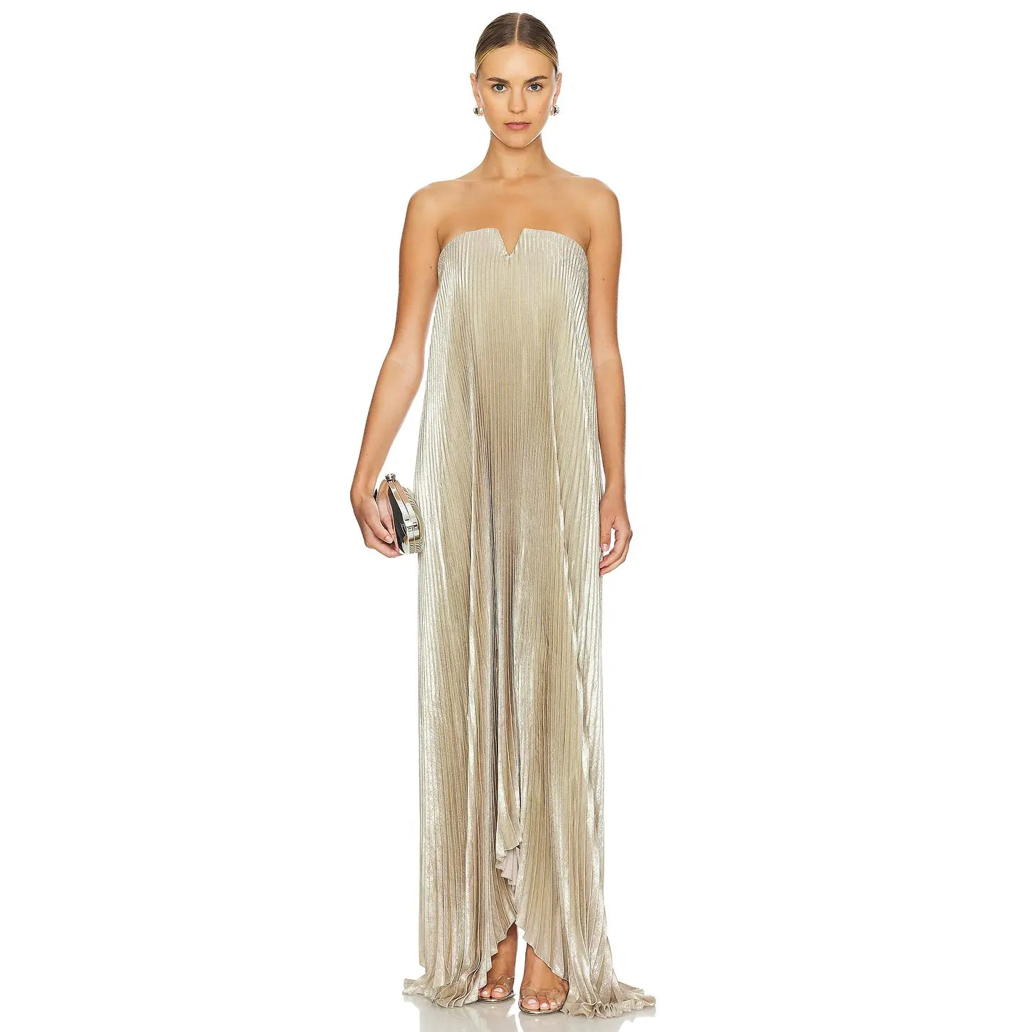 L'IDEE Black Tie Gown in Gold Shimmer