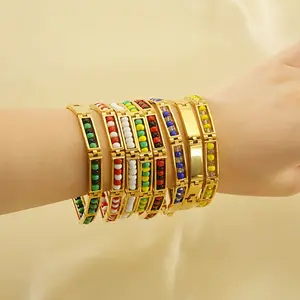 Golden Frame with Colorful Beaded Bracelet, Fashionable and Versatile, Suitable for Both Men and Women