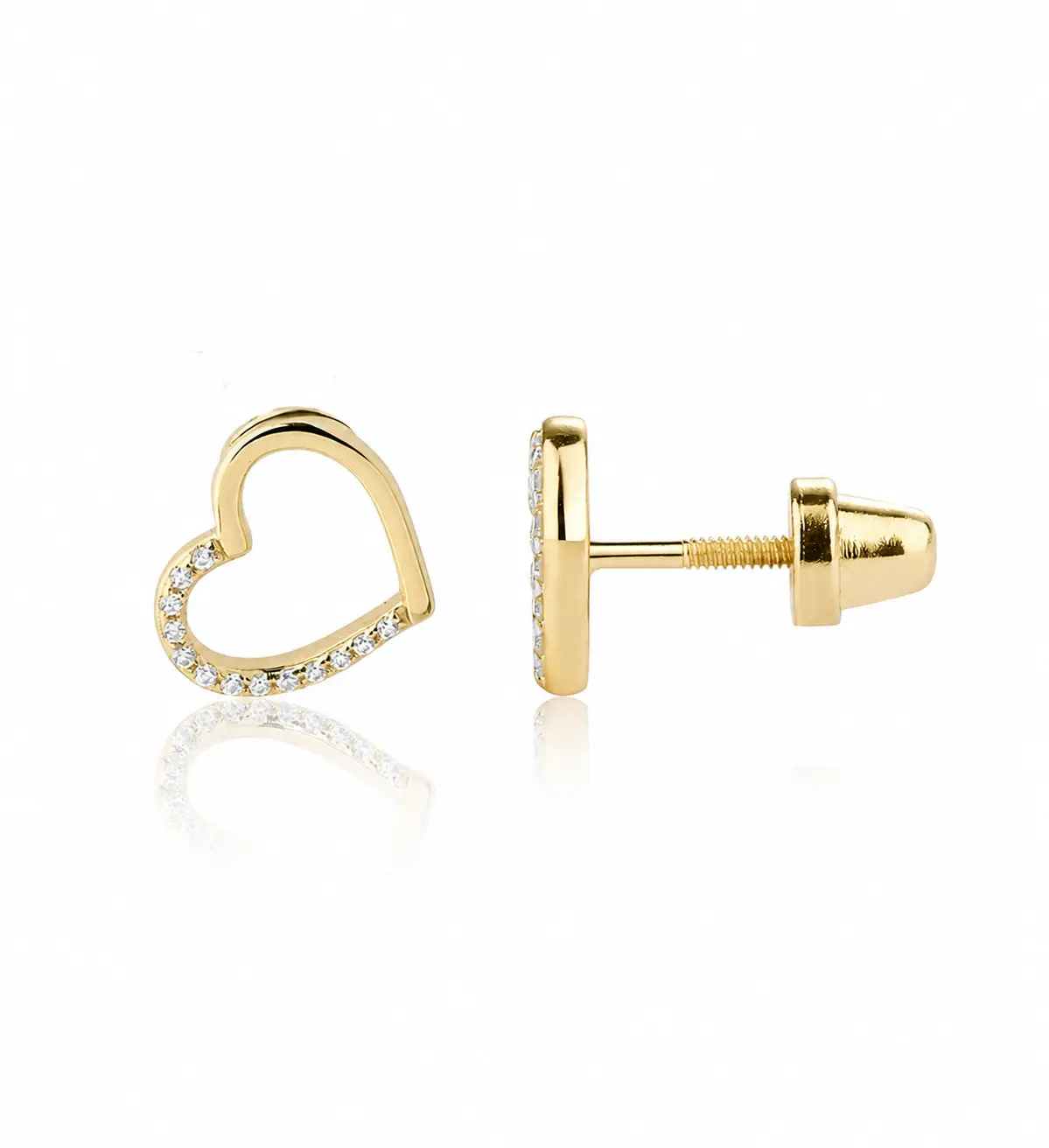 Heart Earrings in Sterling Silver or 14K Gold-Plated for Babies, Toddlers and Kids