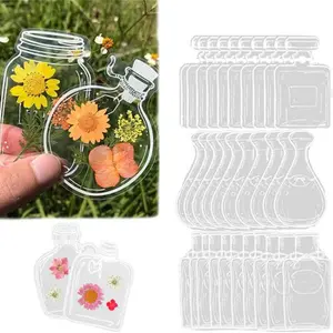 20Pcs Handmade DIY Bookmark Kit - Transparent Beautiful Specimen & Dired Flower Labels for Glass Bottles