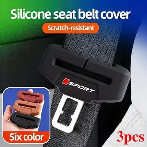 3pcs Car Seatbelt Buckle Protector Covers, Multi-Color Options, Soft Silicone Anti-Collision, Universal Fit Safety Belt Buckle Guard
