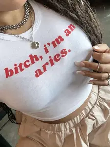 Bitch I’m an Aries Baby Tee Y2K Crop Top, Funny Aries Zodiac Shirt, Astrology Horoscope Top, Trendy Zodiac Graphic Tee, Aries Birthday Outfit, Funny Zodiac Meme Shirt, Gift for Zodiac Lover