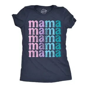 Womens Funny T Shirts Mama Stacked Sarcastic Mothers Day Graphic Novelty Tee for Ladies Funny Womens T Shirts Cute Vintage Fashion Casual Ladies T-Shirt Gift Mother's Day Tops for Women Women's Novelty Tees Navy -