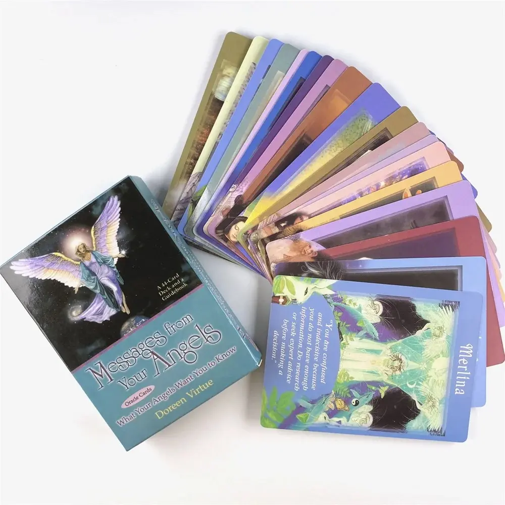 Angel Message Tarot Cards Set, Classic Tarot Cards, Tarot Card Decks, Portable Fortune Telling Game Cards, Educational Multiplayer Game, Easter Christmas Halloween Gift, Card Games, 44 Pcs