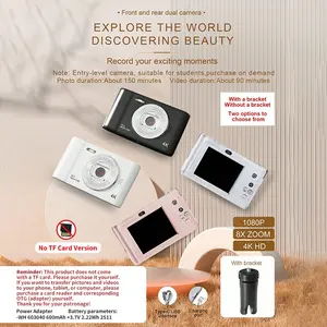 4K Digital Camera Beginner Retro Mini HD High Pixel Portable Ccd Style Student Card Camera, Compact and Lightweight Design