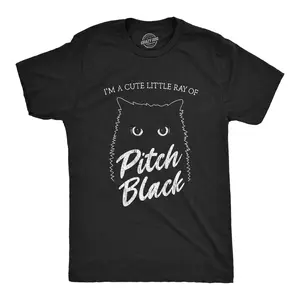 Mens I'm A Cute Little Ray Of Pitch Black T Shirt Funny Pet Cat Kitty Halloween Graphic Novelty Tee Mens Funny T Shirts Cool Vintage Fashion T-Shirt Gift Classic Menswear Halloween Apparel for Men Funny Cat Black