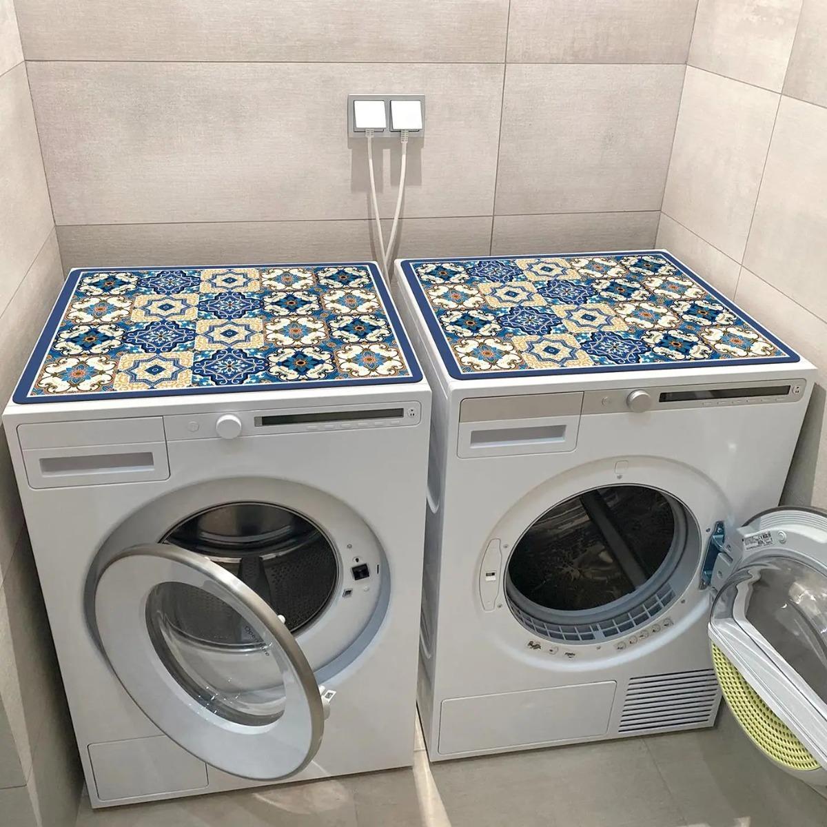 Silicone Washer Dryer Top Cover Mat 23.6x19.7 Inch Non Slip Washing Machine Protector for Home Kitchen Laundry Room Organization