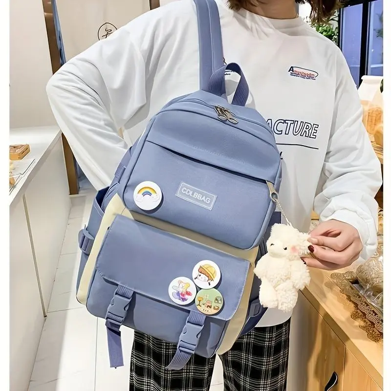 4 Pcs/set Simple Casual Backpack Large Capacity School Bag Travel Bag Canvas Shoulder Bag Colorful (Party Gifts)121212 4 Pcs/set Simple Casual Backpack Large Capacity School Bag Travel Bag Canvas Shoulder Bag Colorful (Party Gifts)121212