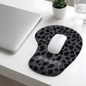 Black Leopard Print Mouse Pad with Wrist Support, Non-Slip Ergonomic Mousepad for Computer, Laptop, Home & Work, Soft Comfortable Wrist Rest Pad, Cool Animal Print Desk Accessories for Men & Women