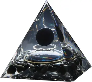 Black Obsidian Orgone Pyramid Protection Healing 6x6x6 cm Spiritual Home Decor