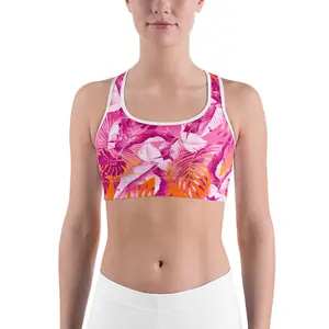 " Sunset Goddess"  Printed Sports bra / Bikini Top-Fuchsia / Orange Combo