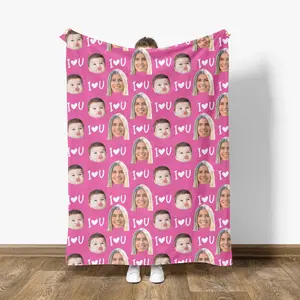 For Mother Day Soft Warm Blankets Personalized Photo Blanket For Mom: Custom Face Family Memorial Mother's Day Git