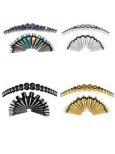36pcs Ear Gauges Stretching Kit Tapers Plugs for Gift, Stainless Steel Eyelets Implant, Tapers and Plugs Expander Set Body Piercings for Women & Men, Body Jewelry