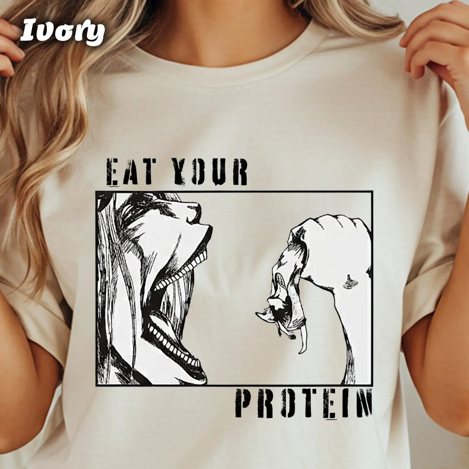 Eat Your Protein Anime Shirt, Attack on Titan T-Shirt, Anime Gym T-Shirt, AOT Eren Yeager Shirt, Manga Lover Tee