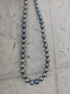 7-8mm Genuine Tamamo Akoya Pearl Necklace, Akoya Gray Beaded Necklace