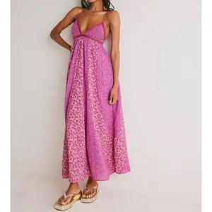 Women Summer Sleeveless Dress Casual Floral Print V-Neck A-Line Party Dress for Vacation Cocktail Beach Streetwear summer  dress