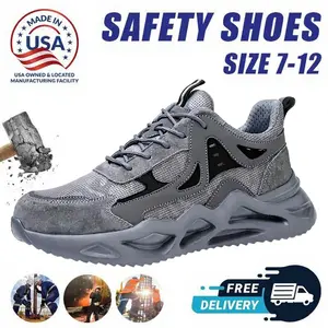 Puncture Proof Steel Toe Slip-Resistant Safety Boots Breathable Lightweight for All-Day Comfort Size 7-12 Closed Toe Mesh Walking Shoes