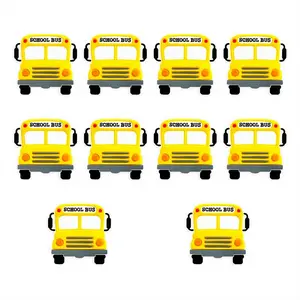10Pcs Silicone Car Beads Silicone Focal Beads School Bus Shaped Beads Focal Beads for Pens Flat Loose Spacer Beads