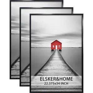 22.375 x 34 Poster Frame 3 Pack, Black Picture Frame for Horizontal or Vertical Wall Mounting, Sturdy and Scratch-proof