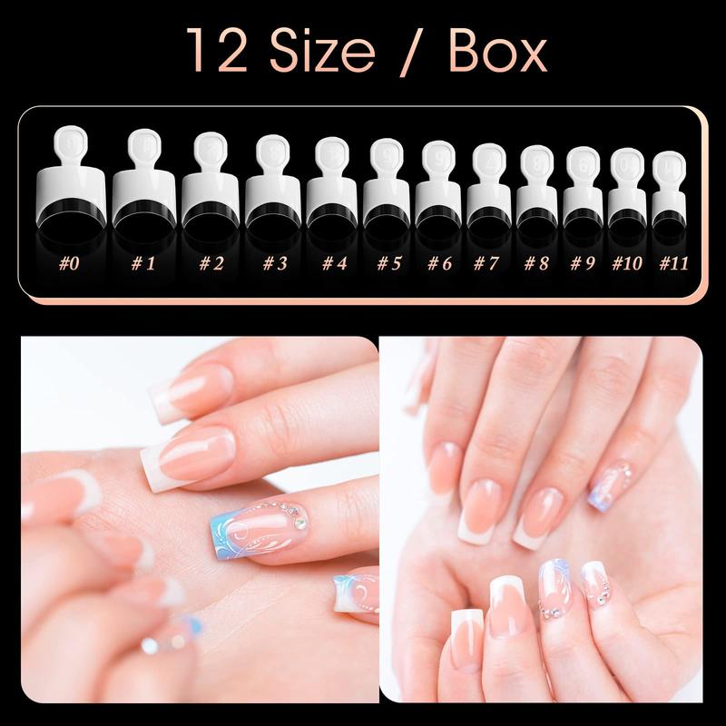 Short French Nail Tips – 120PCS White Acrylic Half Cover False Nails, 12 Sizes Square Nail Tips with Case for DIY Nail Extensions