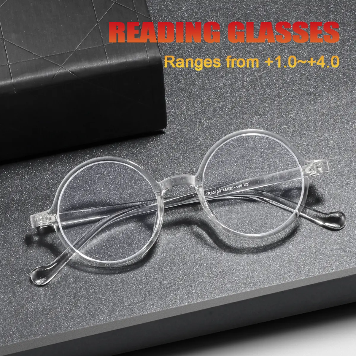 FYTOO Ultra Light TR90 Round Anti Blue Light Reading Glasses, 1.00~4.00 Diopters Presbyopic Glasses for Men Women Computer Eye Strain Relief Readers 80730