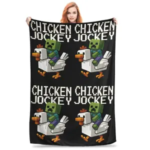 Chicken Jockey Zombie Blankets Game Fuzzy Funny Breathable Throw Blanket for Home Restaurant Spring/Autumn,