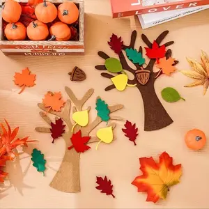 96 Piece Felt Tree Craft Kit, Maple Leaf Decorative Tree, DIY Art Party Gift Materials, Home Classroom Door Wall Hanging, Teacher's Day Decoration, Wedding Souvenir, Easter Bride Gift