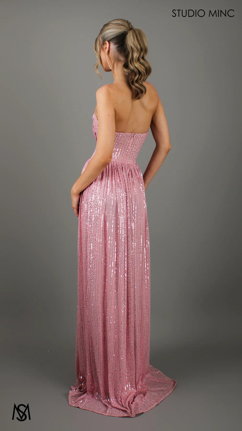 Sequin Slit Maxi Ball Gown | Strapless Prom Dress Women