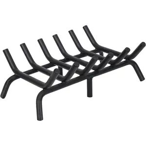 20 inch Fireplace Log Grate Heavy Duty Solid Round Steel No Assembly Log Holder Burning Wood Log Rack for Indoor Chimney Hearth and Outdoor Camping