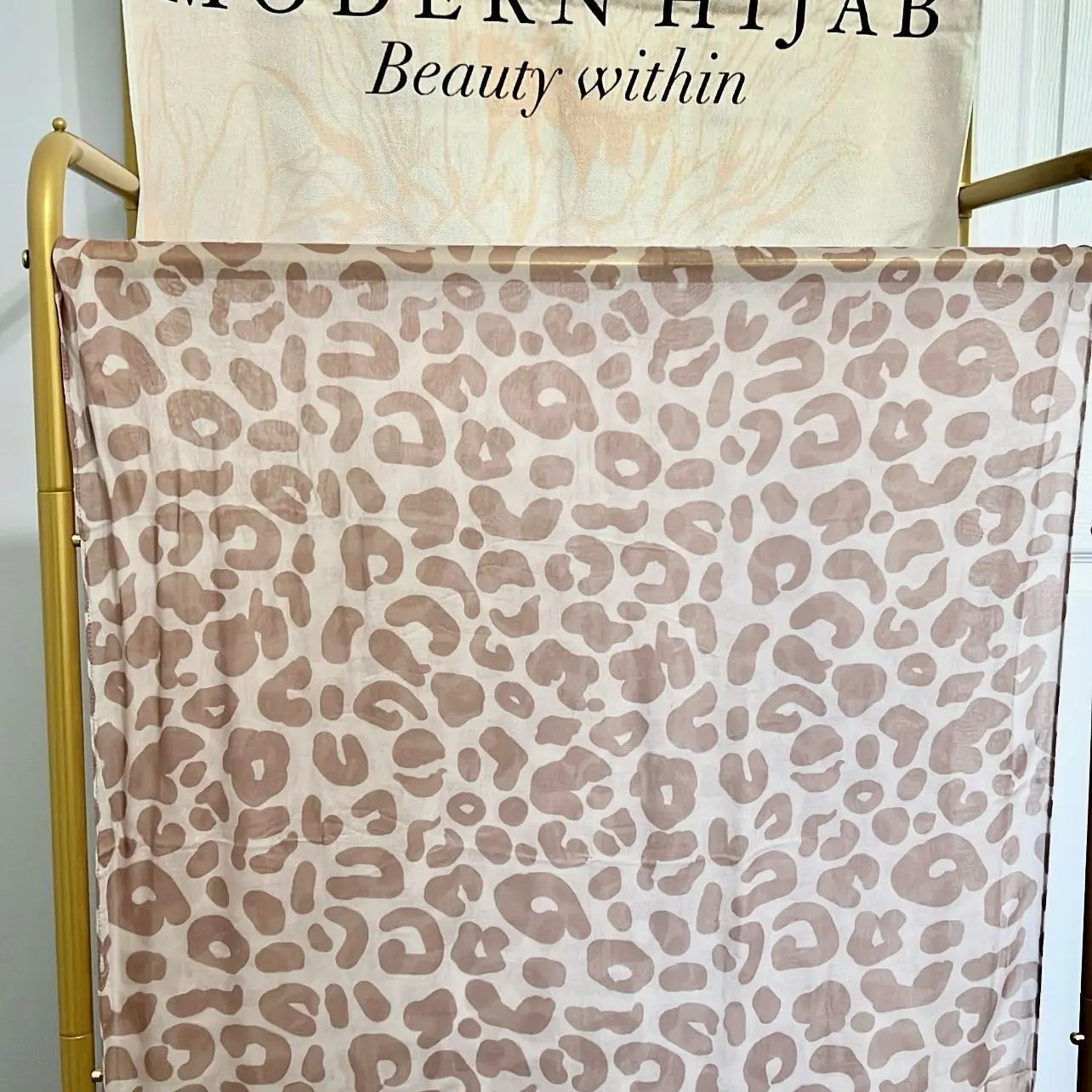 Neutral cheetah modal hijab by modern.hijabco