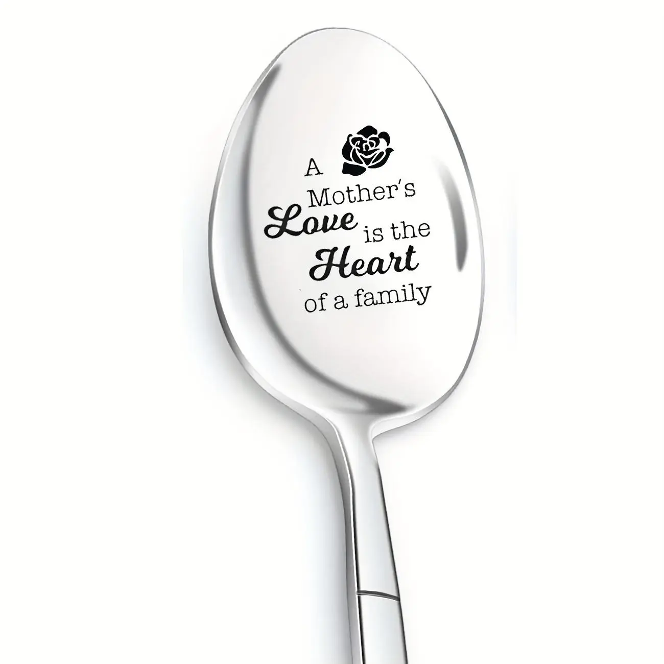 Stainless Steel Spoon, Mother's Love Is The Heart Of The Family Lettering Spoon, Durable Ice Cream & Coffee Spoon, Kitchen Utensils, Culinary Cutlery, Kitchenware