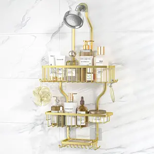 Aluminum Shower Holder Rack, Rustproof Shower Caddy Shelf, Space-Saving Wall-Mounted Bathroom Shower Organizer for Soap Shampoo Gel, Durable & Rust-Resistant Design, Bathroom Accessory
