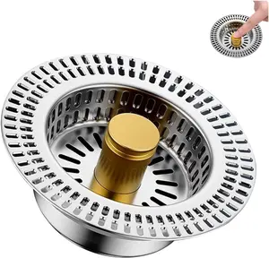 Upgraded 3 in 1 Kitchen Sink Drain Strainer - Stainless Steel Sink Stopper, Anti-Clogging Sink Food Catcher Basket, Fast Drainage Odor Filter Sink Plug for US Standard 3 1/2 inch Drain