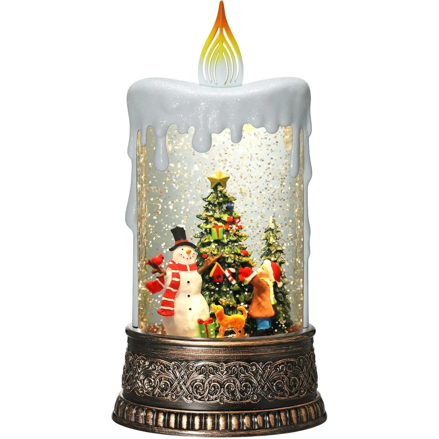 Snowman Light-Up Christmas Lantern – Glitter Snow Globe with Music & Timer| USB/Battery Operated Holiday Decor Gift