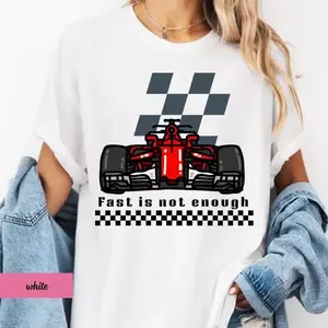 Fast Is Not Enough F1 Racing Car T-Shirt, Oversized Casual Cotton Tee For Motorsport Fans, Summer Streetwear Top