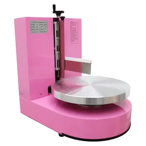 YOKOMA Cake Cream Spreading Coating Smearing Machine - Pink Color, 6-14in Size, 200W Power, Aluminum Alloy Turntable