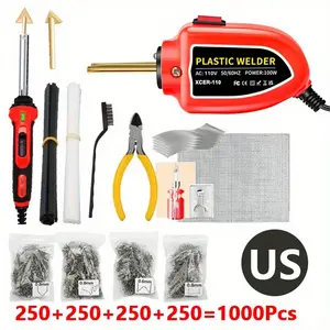 2 In1 Plastic Welder+Soldering Iron Kit  Portable Mini Electric Plastic Welder With 1000pcs Welding Nail Multifunctional Repair Soldering Iron Pen For Repair Auto Bumper Plastic Crack, Without Battery