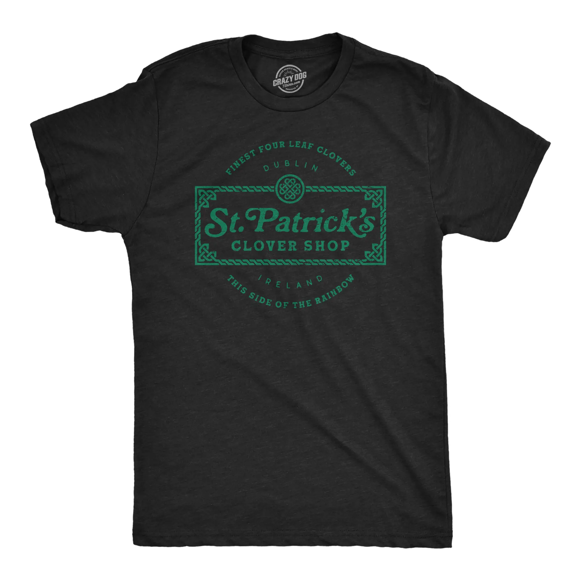 Mens St. Patricks Clover Shop T Shirt Funny Saint Paddy's Day Parade Graphic Novelty Tee for Guys Mens Funny T Shirts Cool Vintage Fashion T-Shirt Gift Classic Menswear Saint Patrick's Day Apparel for Men Black