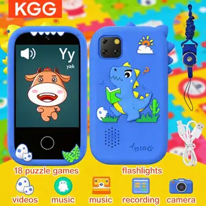 Cute Cartoon Kids Mini Smart Phone with Music & Video Player, Optional 32GB Memory Card. Supports Camera, Recording, Flashlight, Habit Tracking, 18 Educational Games, E-Book & ABC Learning. Educational Toy & Gift for Kids