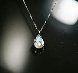 Blue Opal Butterfly Pendant - Fairycore Fantasy Necklace