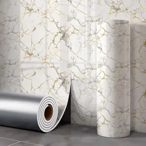 Marble Tile Wall Stickers, Self-Adhesive Waterproof Wallpaper, Anti-Static Xpe Material, Easy Home Installation, Suitable for Kitchen, Bathroom, Living Room & Bedroom