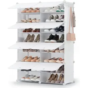 Shoe Rack Organizer, 8-Tier Shoe Storage Cabinet for Closet and Entryway, Holds 32 Pairs of Shoes, Adjustable, Cloud White ULPC034W03