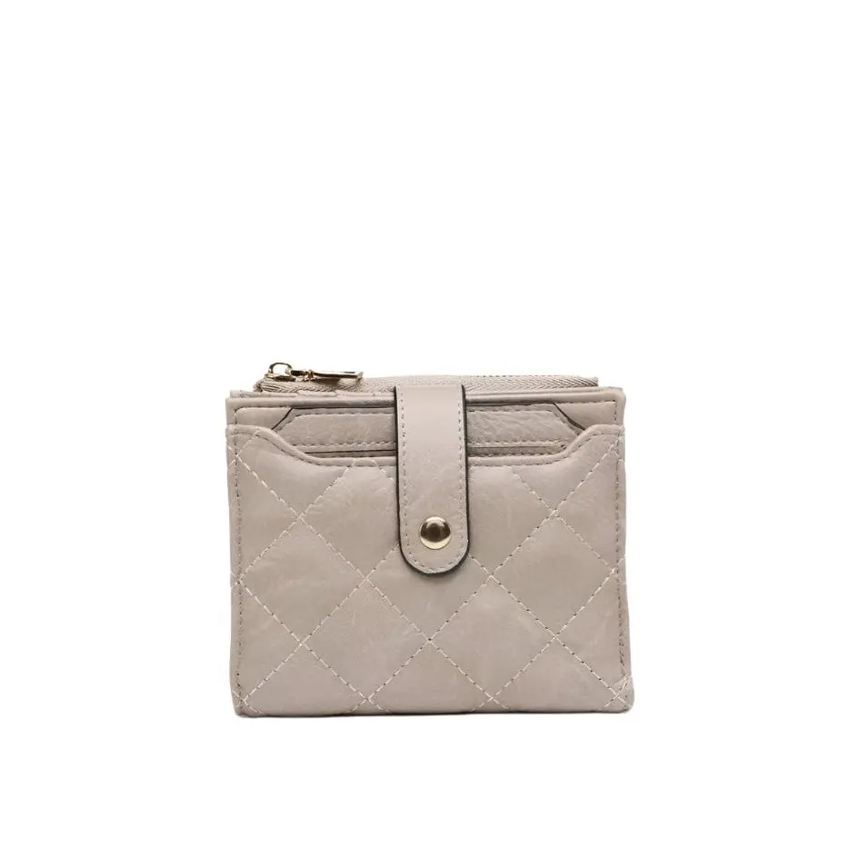 Melody Vegan Quilted Wallet- Khaki