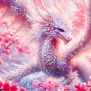 5D DIY Full Diamond Round Drill - Diamond Painting Kit Dragon, Cherry Blossom, Animals. Mosaic Canvas DIY Wall Art, Home Wall Decoration.