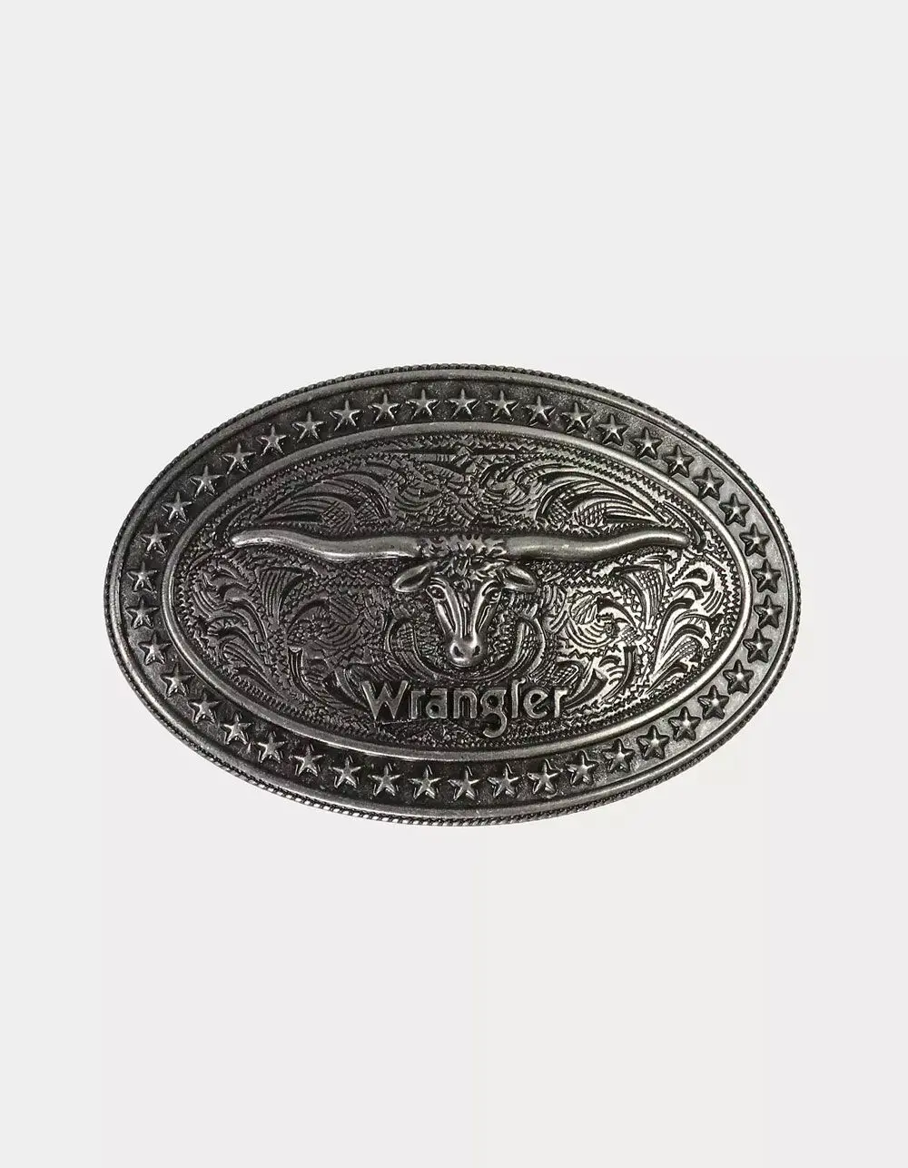 WRANGLER Steer Head Mens Belt Buckle, Nickel