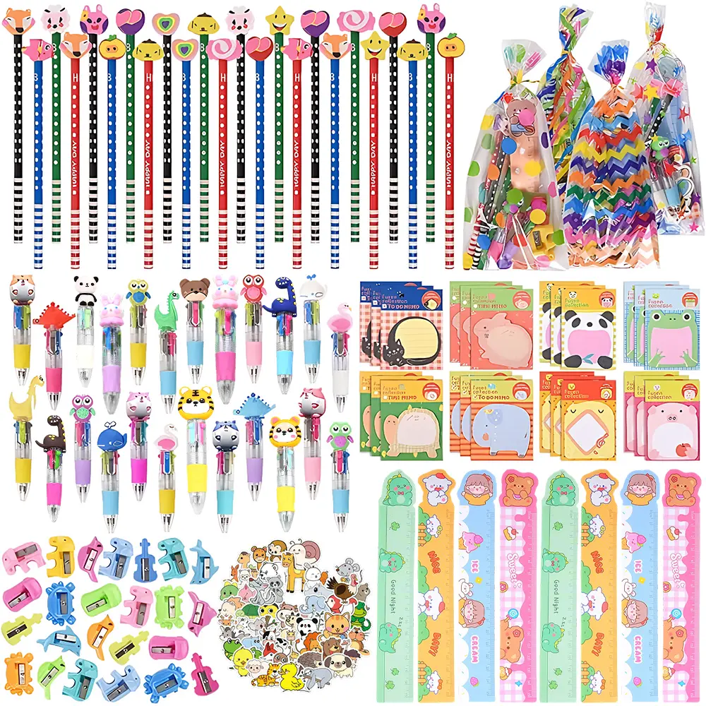 24 pcs set cute cartoon stationery set, birthday gifts for boys and girls, school gifts, suitable for school classrooms, game rewards, party gift packs