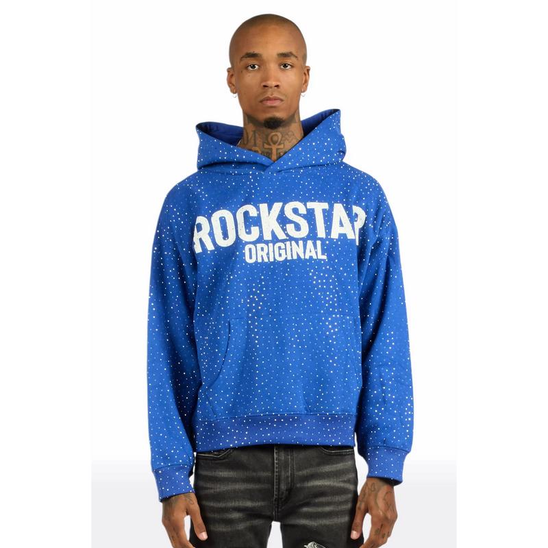 Crystiq Royal/White Rhinestone Oversized Hoodie