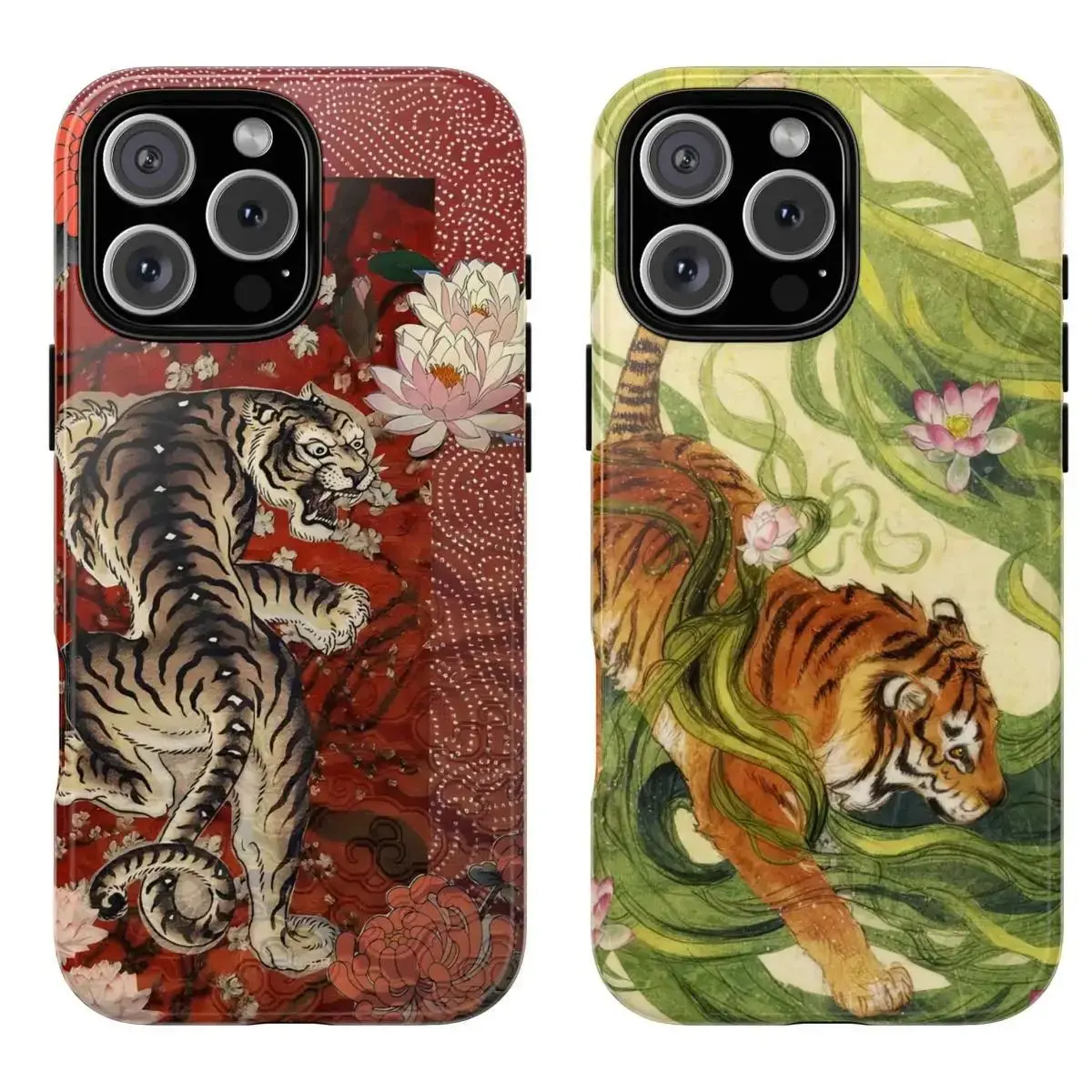 Trendy Chinese Tiger Phone Case Japanese Traditional Art Aesthetic Phone Cover Perfect Gift for Her/Him Compatible for iPhone 11 12 13 14 15 16 17 Pro Max Plus Air Mini Ukiyo E Style Oriental Folk Core Premium Impact Shield