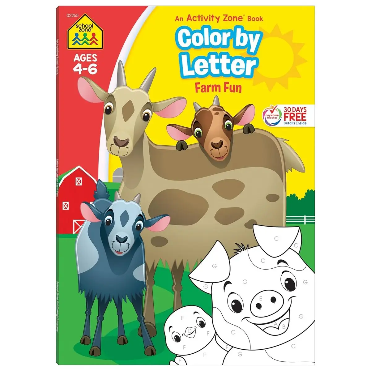 School Zone Color by Letter Workbook: Learn the ABCs with Farm Fun for Kindergarten, 1st Grade, Alphabet, Coloring, Farm Animals, and More (Activity Zone) Paperback – March 1, 2023