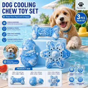 3-in-1 Pack Frozen Dog Chew Toy, Durable Curved Nylon Teething Stick with Peanut Butter Groove for Aggressive Chewers & Summer Cooling